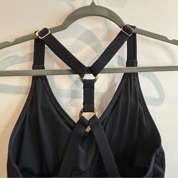 LA VIE EN ROSE Sz L Aquarose Racerback With O-Ring Ribbed One Piece Swimsuit NEW - Picture 7 of 12